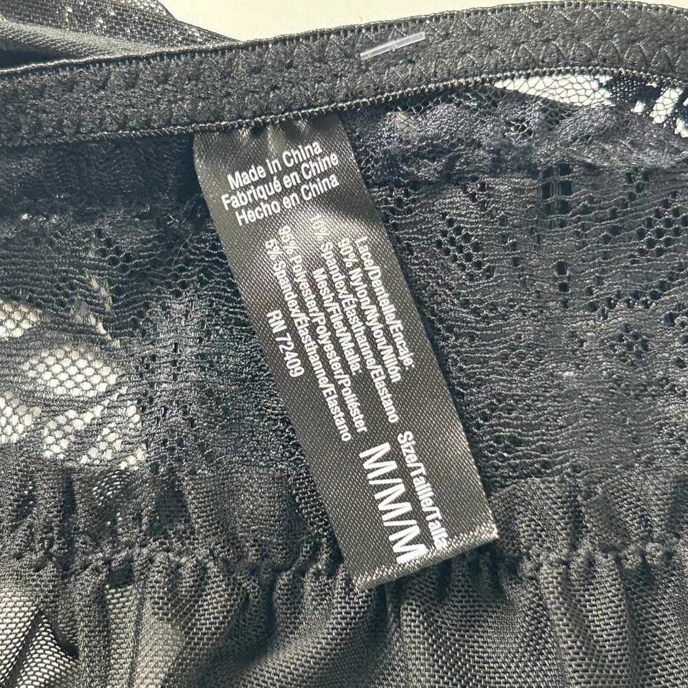 Fredericks of Hollywood Leslie Black Lace Chemise Thong Set Size M NWT - Picture 6 of 9